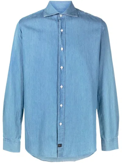 Fay Blue Denim Shirt In Light Denim