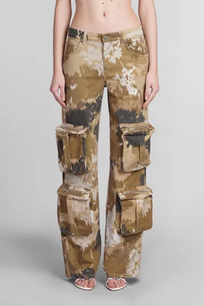Blumarine Camouflage Print Cargo Trousers In Beige
