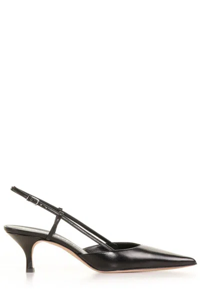 Casadei Pointed Leather Slingback In Black