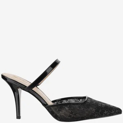 Pinko Lace Mules With Logo In Black
