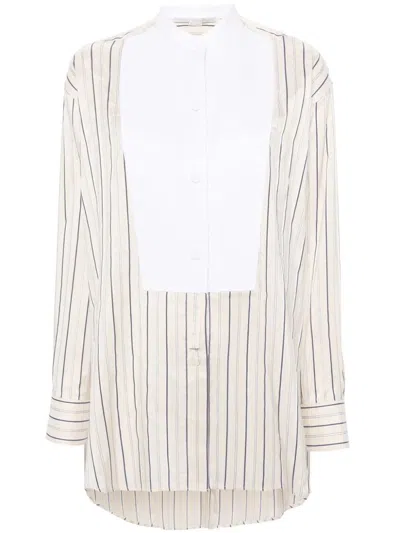 Stella Mccartney Striped Shirt With Contrasting Insert In Nude & Neutrals