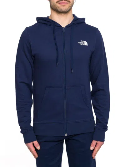 The North Face Logo Printed Zip-up Hoodie In Summit Navy