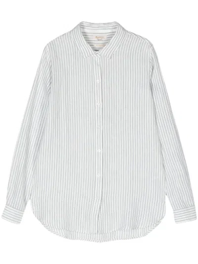 Barbour Marine Striped Linen Shirt In Black