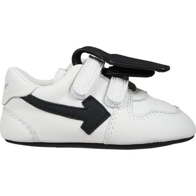 Off-white Kids' Out Of Office Logo-embroidered Leather Low-top Crib Shoes 0-12 Months In White