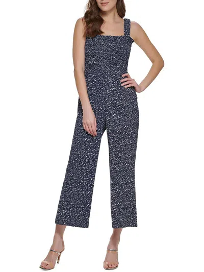 Dkny Womens Cropped Sleeveless Jumpsuit In Blue