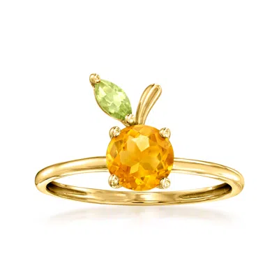 Rs Pure By Ross-simons Citrine And . Peridot Peach Ring In 14kt Yellow Gold In Orange