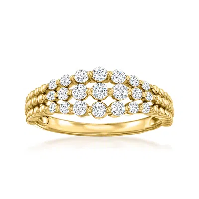 Ross-simons Bezel-set Diamond 3-row Bubble Ring In 14kt Yellow Gold In Silver