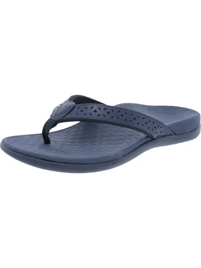 Vionic Tideperf Womens Leather Laser Thong Sandals In Blue