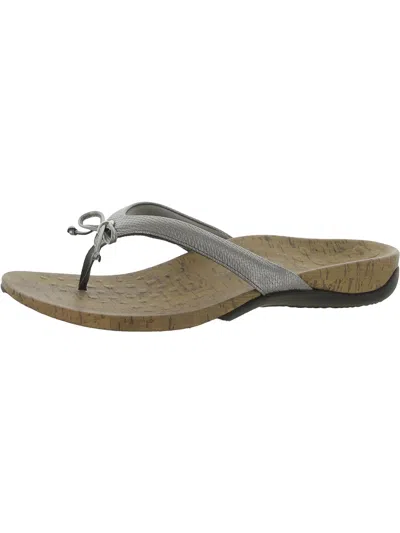Vionic Cassie Womens Slip On Flats Thong Sandals In Grey