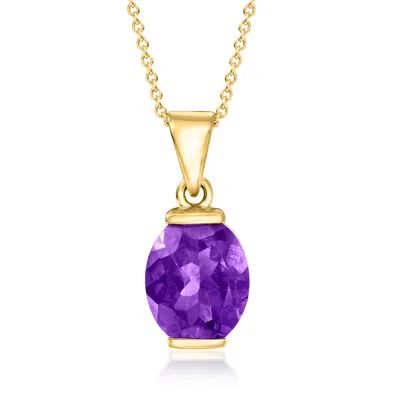 Ross-simons Amethyst Pendant Necklace In 18kt Yellow Gold In Purple