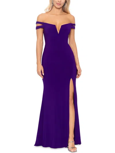 Aqua Womens V Neck Cold Shoulder Formal Dress In Purple