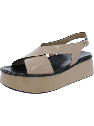 Naturalizer Prosper Womens Leather Slingback Platform Sandals In Beige
