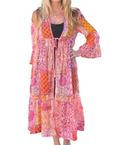 Umgee Lurex Metallic Kimono In Pink Mix In Multi