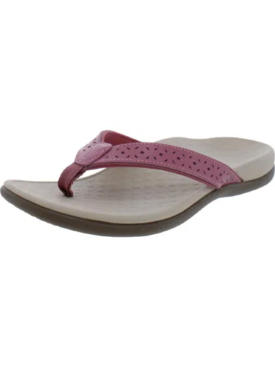 Vionic Tideperf Womens Leather Laser Thong Sandals In Pink