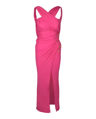 Versace Sleeveless Draped Cocktail Dress In Pink