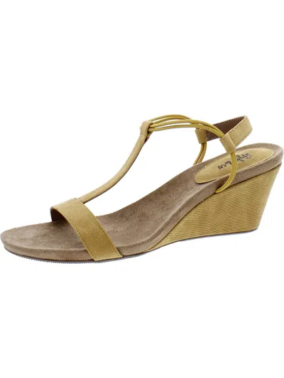 Style & Co Mulan Womens Dressy Slip On Wedge Sandals In Yellow