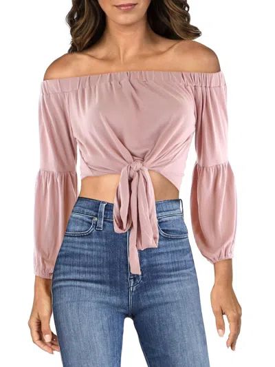 L*space Womens Three Quarter Sleeves Front Tie Off The Shoulder In Pink