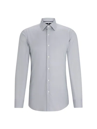 Hugo Boss Slim-fit Shirt In Printed Performance-stretch Twill In White