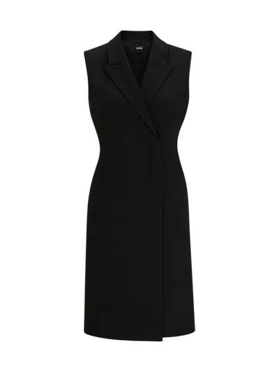 Hugo Boss Blazer-style Sleeveless Dress With Concealed Closure In Black
