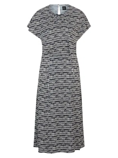 Hugo Boss Short-sleeved Dress In Abstract-patterned Fabric