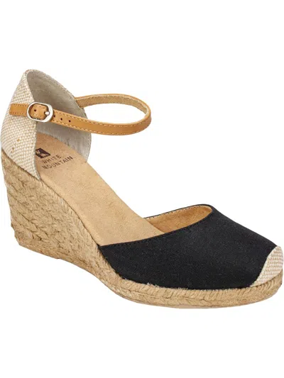 White Mountain Mamba Womens Ankle Strap Heel Wedge Sandals In Black