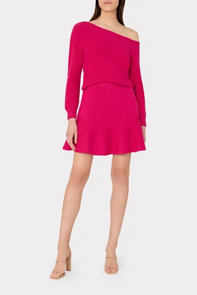 Milly Flare Knit Skirt In Fuchsia In Pink