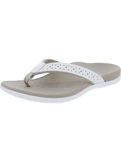 Vionic Tideperf Womens Leather Laser Thong Sandals In Grey