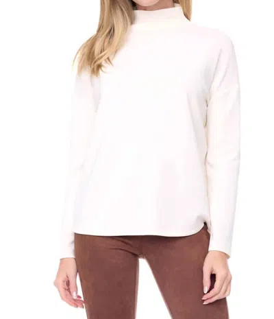 Up Sequin Elbow Patch Turtleneck Top In White