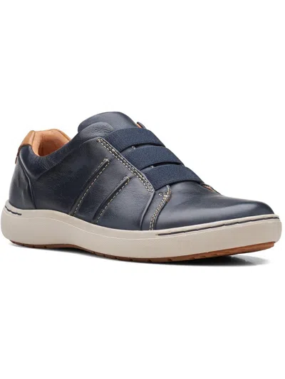 Clarks Nalle Ease Womens Leather Embossed Casual And Fashion Sneakers In Blue