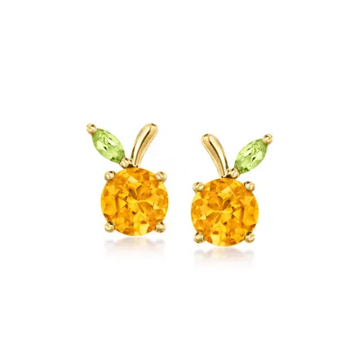 Rs Pure By Ross-simons Citrine And . Peridot Peach Earrings In 14kt Yellow Gold In Orange