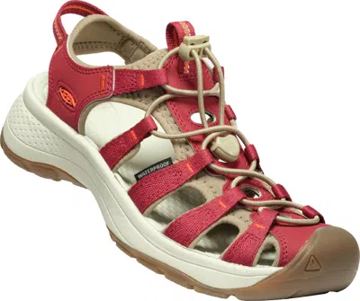 Keen Astoria West Fisherwoman Leather Sandal In Merlot / Scarlet Ibis In Multi