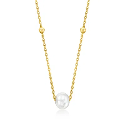 Rs Pure By Ross-simons 4-5mm Cultured Pearl Station Necklace In 14kt Yellow Gold In Silver