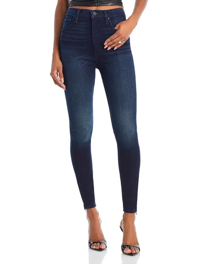 Hudson Womens High Rise Dark Wash Skinny Jeans In Blue