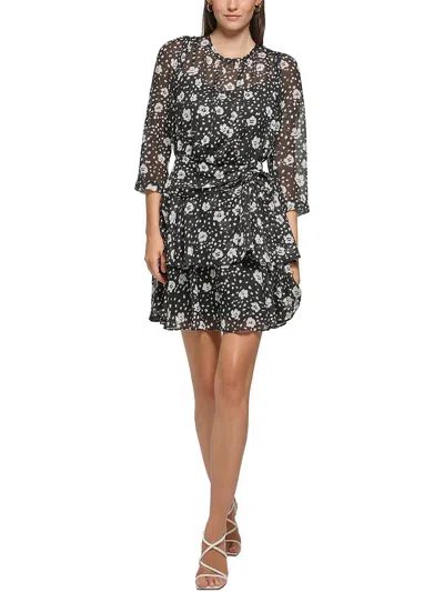 Karl Lagerfeld Womens Sheer Metallic Mini Dress In Black