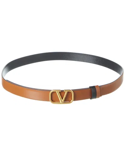 Valentino Garavani Valentino Vlogo 20mm Reversible Leather Belt In Brown