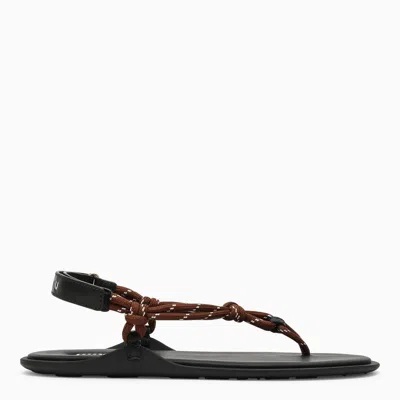 Miu Miu Tobacco-coloured Riviere Sandal In Rope And Leather In Brown