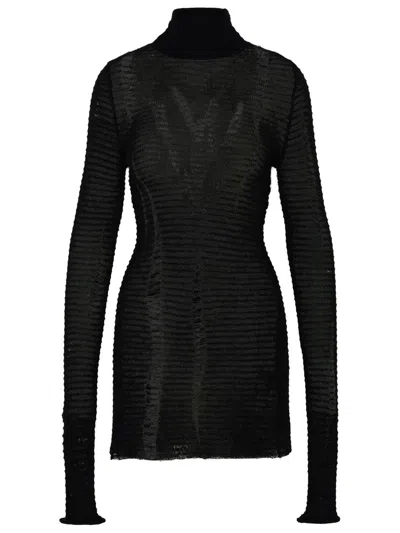 Mm6 Maison Margiela Black Wool Blend Turtleneck Sweater
