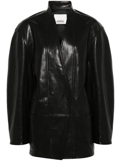 Isabel Marant Ikena Leather Jacket In Black