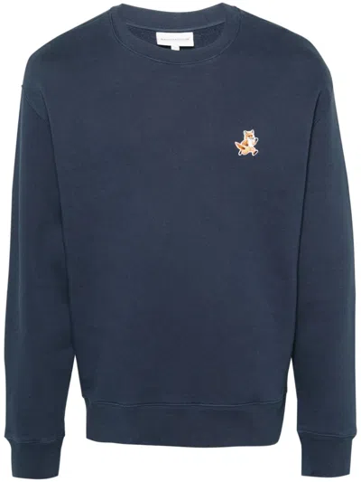 Maison Kitsuné Fox-motif Cotton Sweatshirt In Blue