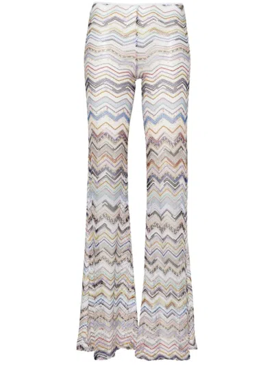 Missoni Zigzag Flared Trousers In Blue