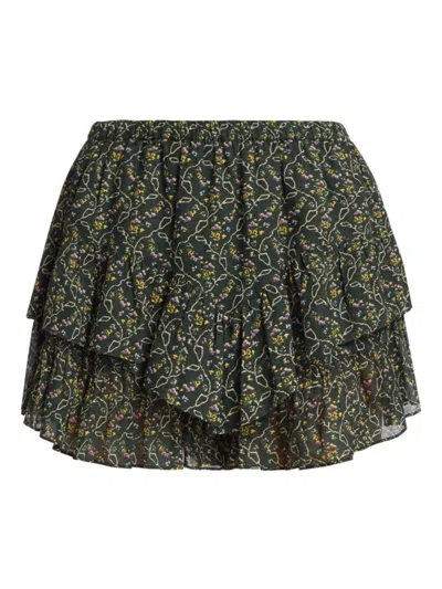Isabel Marant Étoile Jocadia Floral Layered Mini Skirt In Black Midnight