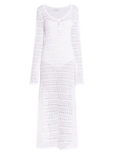 Isabel Marant Poros Scoop-neck Long-sleeve Crochet Knit Maxi Dress In White