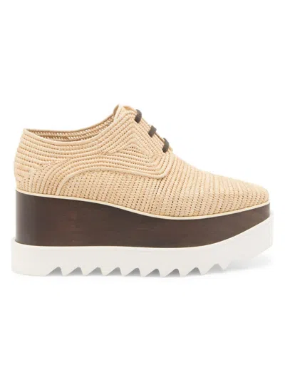 Stella Mccartney Elyse Raffia Platform Sneaker Loafers In Naturale