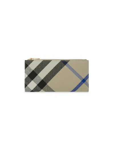 Burberry Check Press-stud Wallet In Neutrals