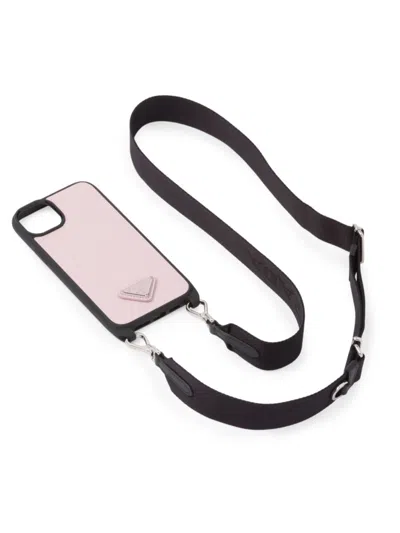 Prada Saffiano Leather Case For Iphone 14 Plus In Alabaster