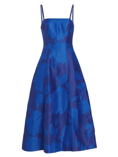 Aje Belonging Printed Linen-blend Midi Dress In Electric Rose