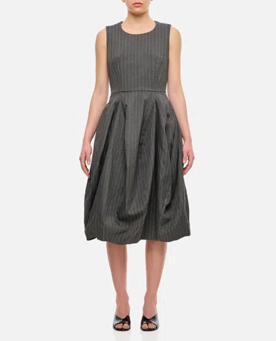 Comme Des Garçons Comme Des Garçons Pinstripe Sleeveless Serge Dress In Grey