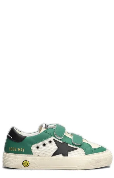 Golden Goose Kids' May Star Leather Sneakers In Green