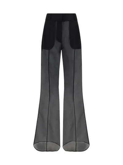 Gabriela Hearst Rhein High-rise Sheer Silk Flared Pants In Black