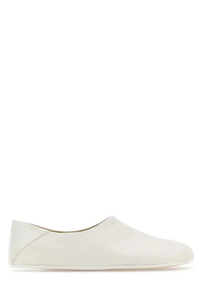 Mm6 Maison Margiela White Ballet Shoe Slip-on Loafers In Whisperwhite